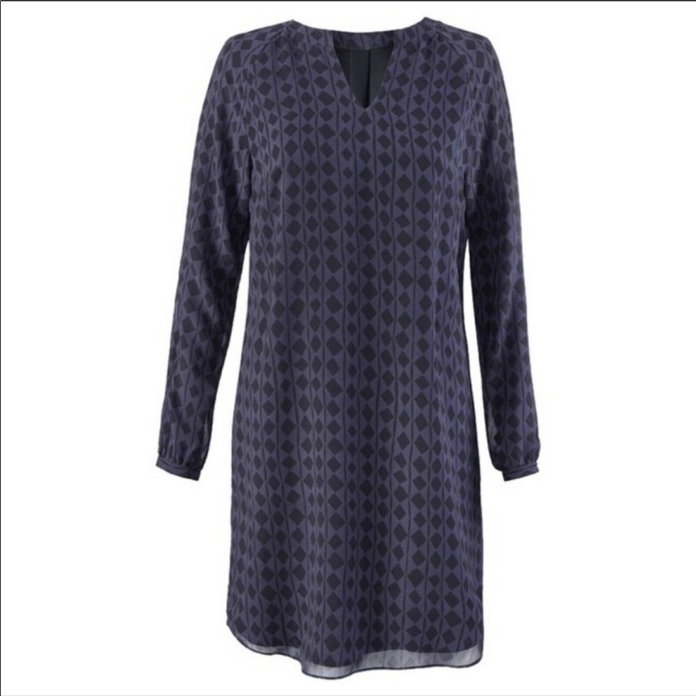 Cabi 3102 black purple Chiffon Long Sleeve dress - Picture 3 of 14